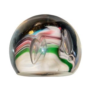 Rolin Karg Art Glass Abstract Paperweight Sculpture (Rabbit?)